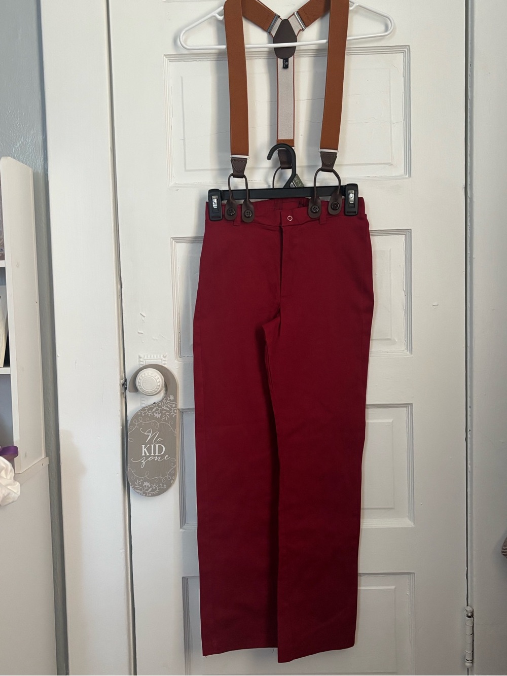 Kelle Burgundy Dance Pants with Brown Suspenders - Teen